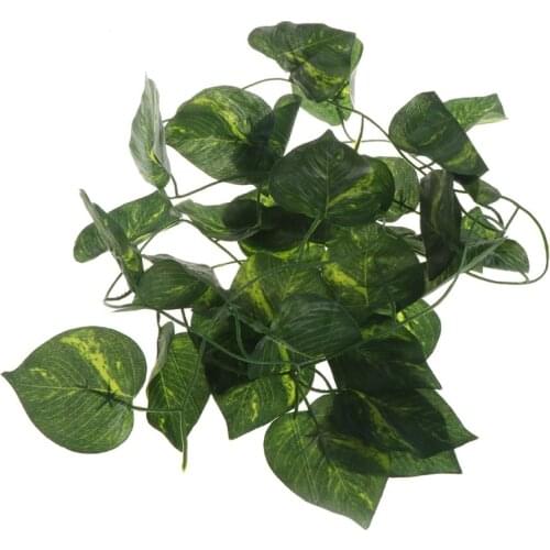 Artificial Vine Reptile Box Case Decoration Lizard Green Leaves 2.4m Fake Plants