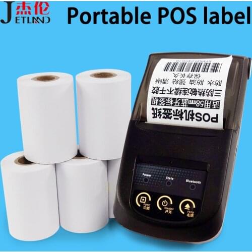 Jetland Thermal label Paper 57*30 57*40 mm , Continuous thermal Paper Adhesive Sticker Roll for Bluetooth POS Printer