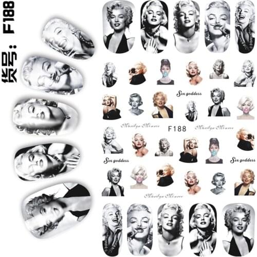 Movie star portrait design beauty Dhesive Nails Art decorations Stickers decals nail accessories beauty manicure tool F185-189