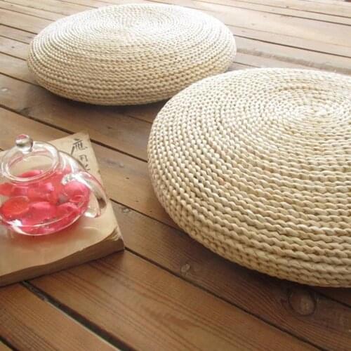 Round Natural Pouf Tatami Soft Cushion Fill the Silk Floss Floor Cushion Meditation Yoga Mat Hand-made Cushion