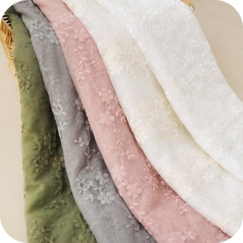 6Colors Can Choose Beautiful Small Floral Cotton Embroidery Lace Fabric Width 125CM Wedding Dress DIY Clothing Accessories