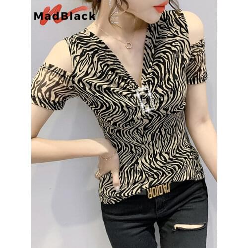 Summer Korean Clothes Mesh Pullover T-Shirt Sexy Fashion Print Off Shoulder Diammonds Women Tops Short Sleeve Tees 2021 T14715A