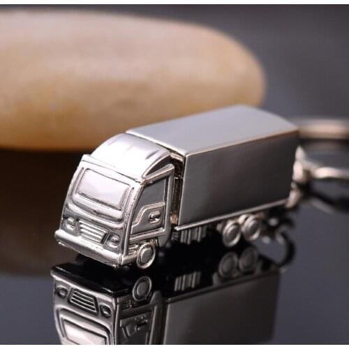 Stereo Big Truck Container Truck Metal Car Model Keychain Key Chain Christmas Ornaments Exquisite Creative Keychain Ornaments