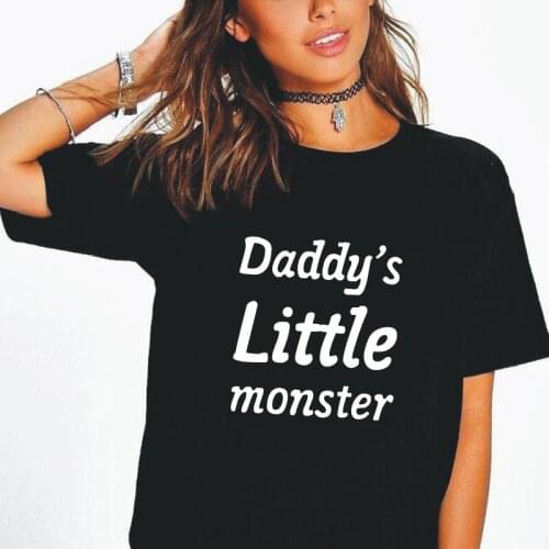 Fashion Daddys Little Monster Letter Print T Shirt Women Tops Short Sleeve Punk Streetwear Tee Shirt Femme Hipster Women Tshirt