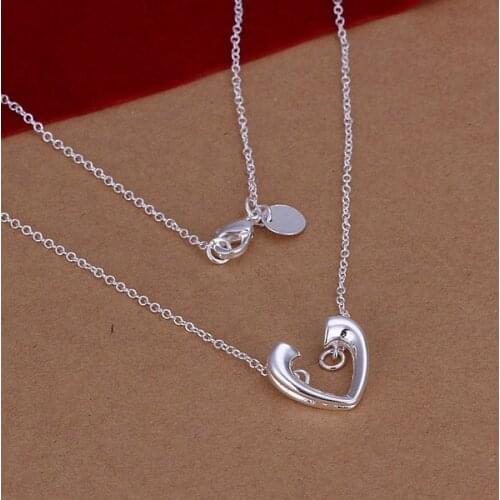 N116 925 jewelry silver plated Necklace, silver Necklace Pendant Opened Heart Thin Necklace N116 /KIGCHWQM DHZYJAIH
