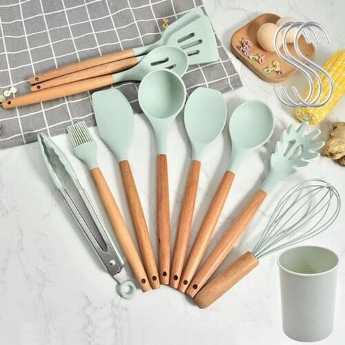 9/10/11/12PCS Silicone Utensils Set Kitchen Cooking Tools Set Turner Tongs Spatula Soup Spoon Non-stick Shovel Oil Brush