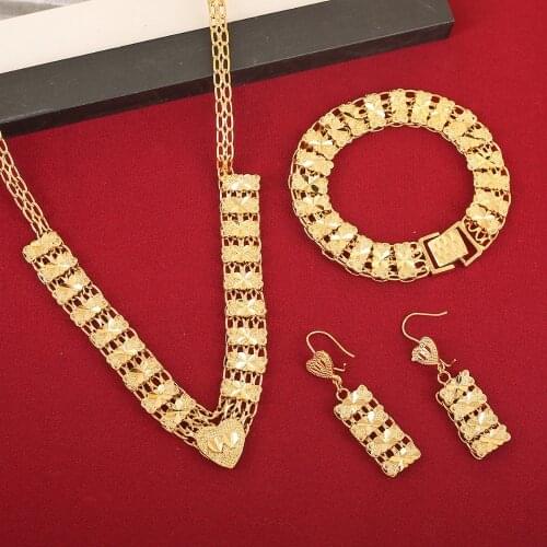 Newest Cheap Golden Jewellery Girls Dubai Gold Jewellery Set Turkish Egyptian Algeria Indian Moroccan Saudi Gold Jewelry