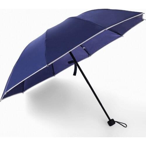 Solid color three-fold umbrella business men and women umbrellas rainy and sunny day dual-use umbrella