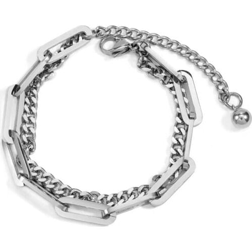 Punk Hip Hop Simple Cuba Bracelet Bohemian Retro Multilayer Chain Geometric Fashion Pendant Bracelet Fashion Female Men Jewelry