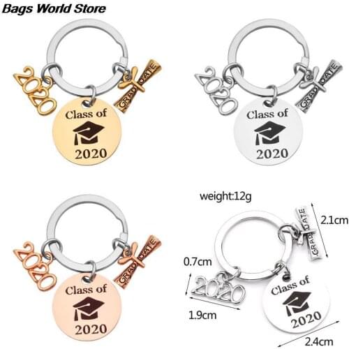 Personalized Graduation Keychain Class Of 2020 Commemorative Key Chains High School College Graduation Gifts Bag Accessories