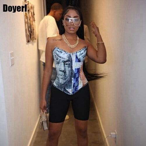 Dollar Money Print Sexy Corset Top Club Wear Party Women Vintage Clothes Slim Crop Tank Top Gothic Corset Tops To Wear Out 2020