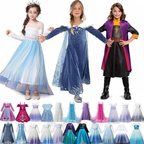 Halloween Elsa Dress Girls Princess Dresses Costume Anna Kids Christmas Fancy Snow Queen Party kid Cosplay Costume
