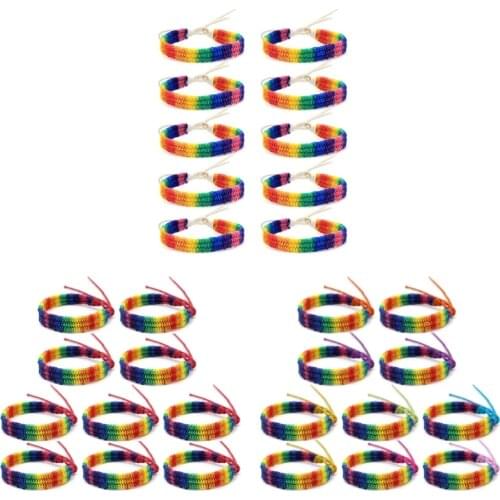 10Pcs Rainbow LOVE Pride Friendship Bracelet Gay & Lesbian Adjustable Jewelry