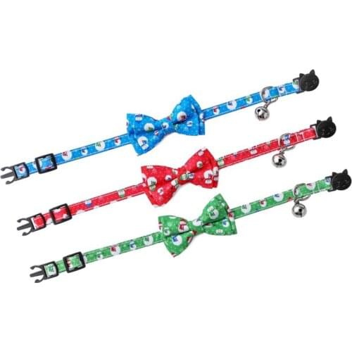 Christmas Pet Collar with Removable Bow Tie And Bell Winter Cute Dog Cat Collars for Kitten Puppy Pet Accessories
