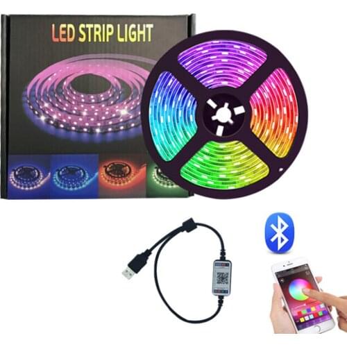RGB LED Strip Light 5V Bluetooth USB 5050 SMD LED Flexible Tape HDTV TV Desktop PC Bottom Screen Lighting 1M 2M 5M