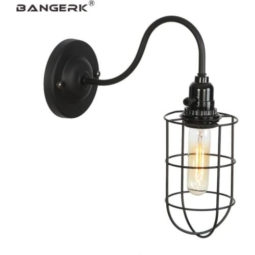 Industrial Retro Wall Lamp LED 110V~220V Loft Switch Iron Cage Edison Sconce Wall Lights Antique Home Decor Lighting Fixtures