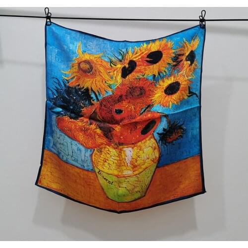 53*53cm Real Silk Neck Scarf For Women Fashion Printed Shawls Wraps Cute Handkerchief Hair Scarfs Female Sqaure Headband Scarves