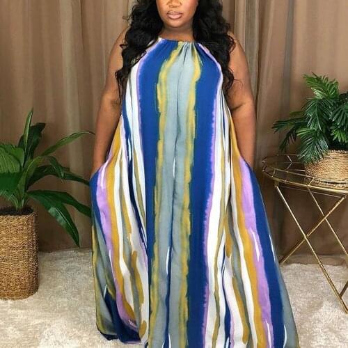 4XL 5XL Plus Size Dresses Womens Fat Large Floor Length Loose Halter Sexy For Evening Night Party Club Wear Long Vestidos Dress