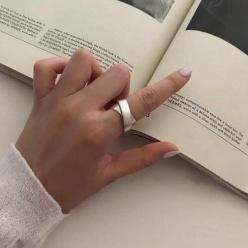 100% 925 Sterling Silver Double Line Winding Shape Rings For Women Creative Design Matte Silver Lady Fashion Silver Ring