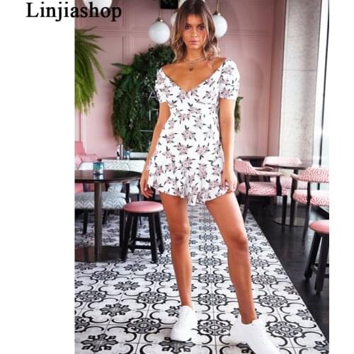 Summer Women mini dress chiffon french vintage elegant empire ruffle short dresses frock puff sleeves sheath bodycon dresses