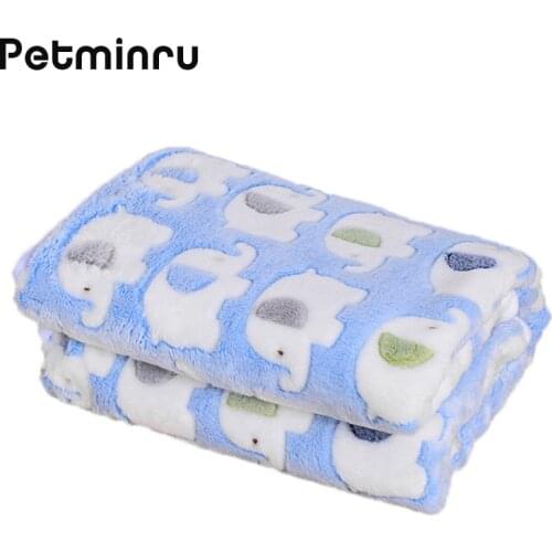 Petminru Fleece Dog Blancket Winter Warm Coral Fleece Dog Mat Soft Healthy Cute Animal Print Puppy Cushion Pet Carpet