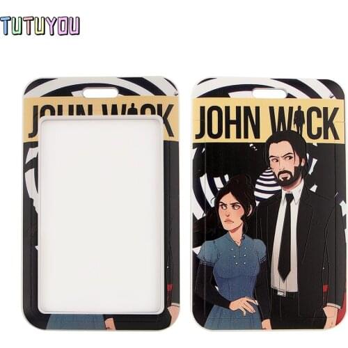 1pcs PC2762 Movie John Wick Fashion Lanyards ID Badge Holder Bus Pass Case Cover Slip Bank Credit Card Holder Strap Cardholder
