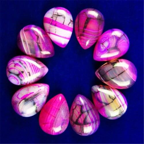 10Pcs/Lot Charm Peachblow Dragon Veins Agate Stone Oval CAB CABOCHON Teardrop Bead 13*18*6mm For DIY Jewelry Clothes Accessories