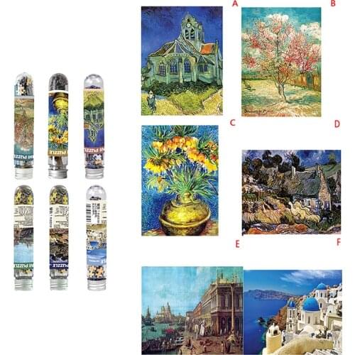 12 Types 150Pcs Puzzle Scenery Oil Painting Chinese Painting Jigsaw Mini Test Tube Package Educational Toy For Adults And Kids