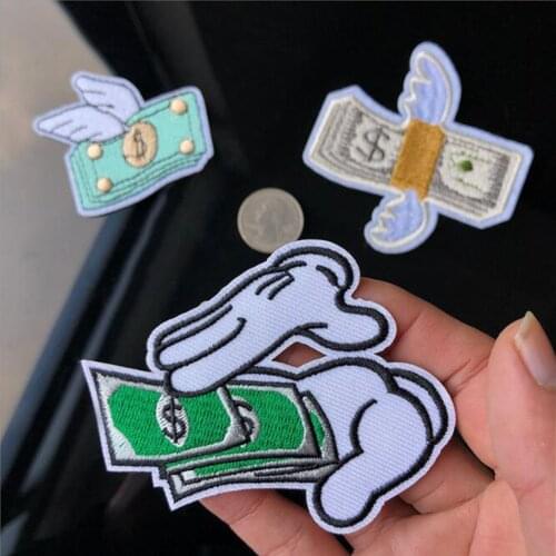 3Pcs Money Dollars Iron On Patch Embroidered Embroidery Clothes Patch For Clothing Clothes Apparel Accessories
