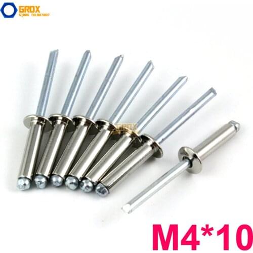 50 Pieces M4*10 304 Stainless Steel Blind Rivet Pop Rivet Open End