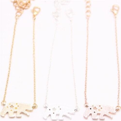 Arctic animals element bracelets for girls Polar bear with hollow out star bracelets and
