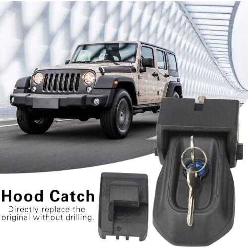 Locking Hood Catch Kit Bonnet Latch with Key Set Outdoor Anti-resistance Repairing Part for JEEP Wrangler JL 2018-2020