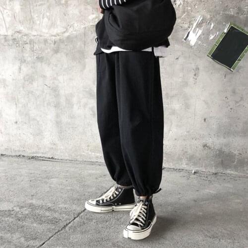 Fashion Men Soft Breathable Ankle Tie Drawstring Loose Pants Ninth Trousers Loose Pants Ninth Trousers Loose Pants Ninth Trouser