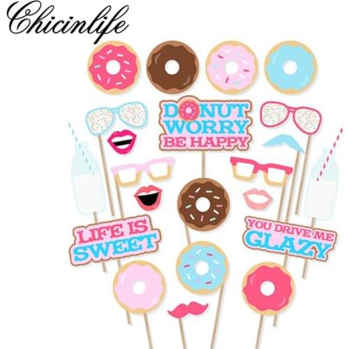 Chicinlife 20Pcs/Lot Donut Photo Props Baby Shower Birthday Party Decoration Wedding Bridal Shower Summer Party Supplies