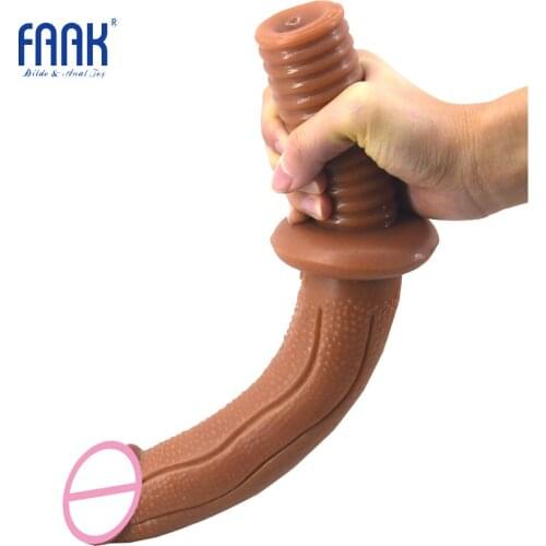 FAAK realistic dildo with screw handle convex particles texture vagina stimulate anus massage sex toys for women long penis dick