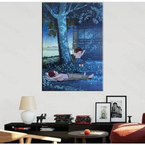 Grave of the Fireflies Studio Ghibli Movie Painting Poster Prints Canvas Wall Picture For Home Room Decor with frame