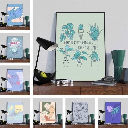 HD Prints flower Home Decor nordic Canvas Posters Minimalist Painting hand Wall Art Modular Pictures No Frame For Living Room