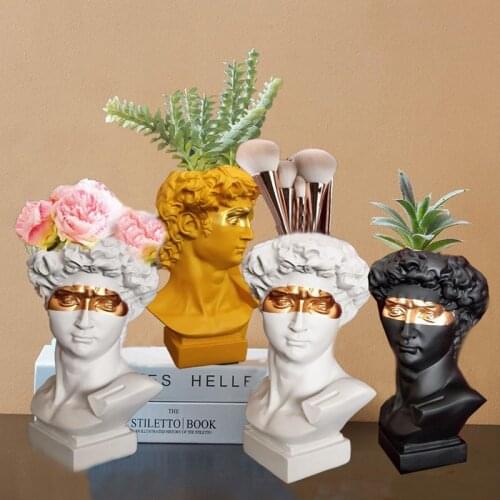 Northern Europe Resin Vase Home Decoration Flower Pot Pen Holder Makeup Brush Holder Storage Box European Head Sculpture Model