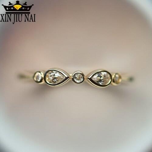 Drop-shaped 14K Gold Ring Simple Retro Super Fairy Ladies Slim Zircon Ring Ladies Wedding Engagement Ring Women Fashion Jewelry