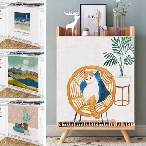 Dustproof Short Curtains Nordic Half-curtain Scenic Cabinet Curtain with Tassel Storage Shelf Half-curtain for Kitchen Decor