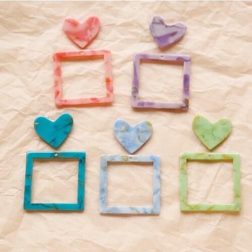 Candy terrazzo pattern resin love and frame Japan custom earrings jewelry accessories DIY materials