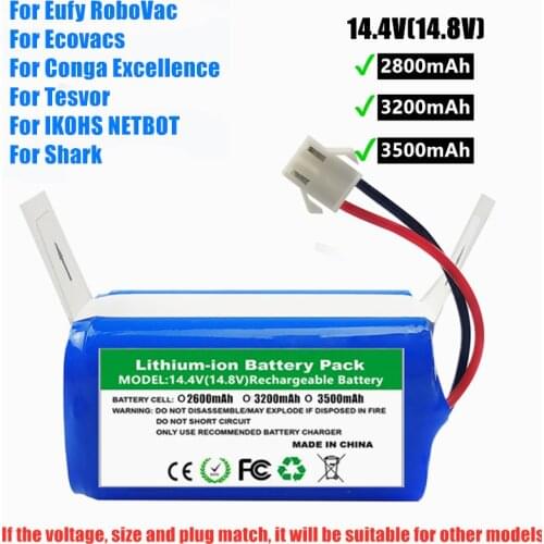 18650 14.8V 3500mAh Li-ion Battery for Conga Excellence 990 Ecovacs Deebot N79 N79S DN622 Eufy RoboVac 11 11S RoboVac 30 Etc