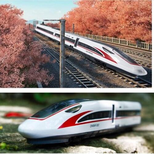 Simulation Double Section Train Childrens Toy Alloy Car Model Sound And Light Electric Forward Toy CCar 1:87 Train Model