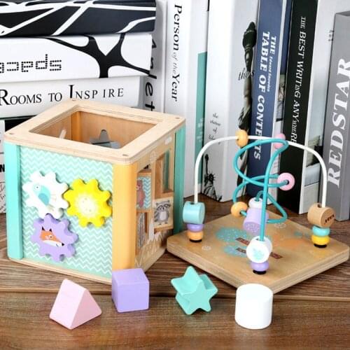 Montessori Around Bead Maze Shape Cartoon Clock Learning Educational Toys Baby Wooden Montessori Toys Children Math Toys Gift