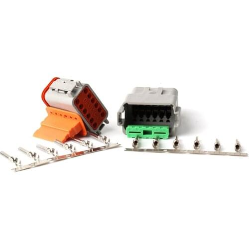 A set of white 12-pin enhanced sealed waterproof car connector plugs AT-DT type connector DT06-2S dustproof buckle