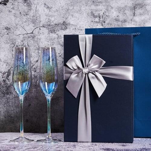 A Pair of Rainbow Crystal Glasses, Champagne Glass, 2 European Valentines Day Glasses, High Glass Bubble Red Wine Glasses