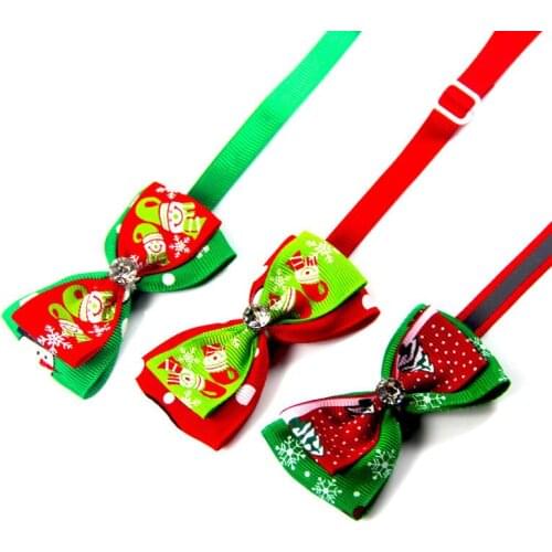 Christmas Pet Hairband Bows Dog Cat Bowknot Tie Headwear Hair Accessories Dog Grooming Supplies Adjustable Gold Buckle