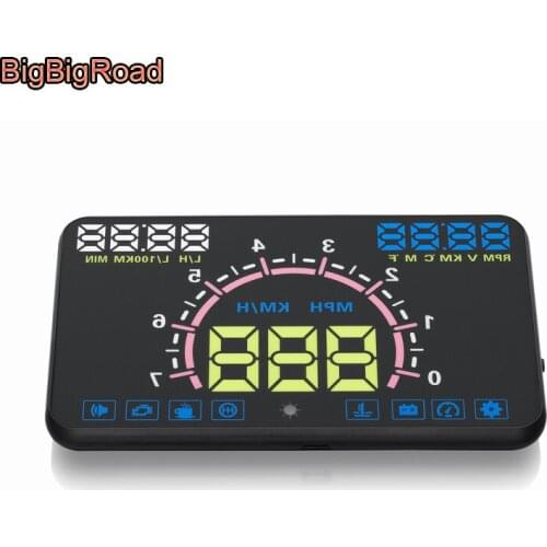 BigBigRoad Car OBD2 EUOBD HUD Head Up Display Digital Speedometer Windscreen Projector For Lincoln MKZ MKC MKX MKS Navigator