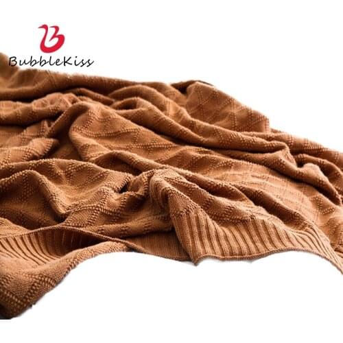 Bubble Kiss Thread Blanket On The Bed Solid Color Cotton Soft Blanket Nordic Style Home Sofa Throw Blanket Office Siesta Blanket
