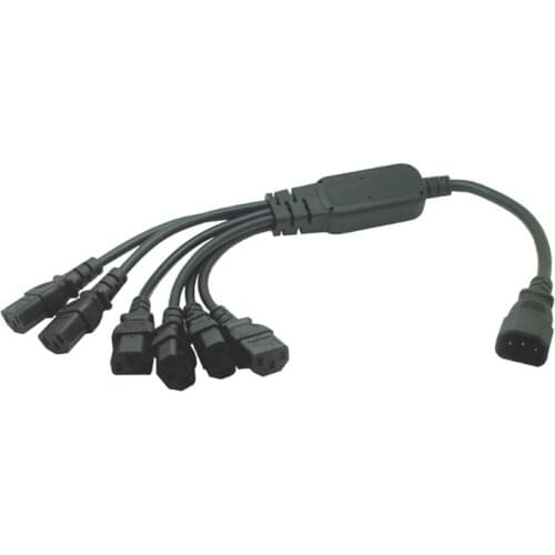 250V/10A IEC 320 C14 Male Plug to 6XC13 Female Y Type Splitter Power Cord C14 to 6 x C13